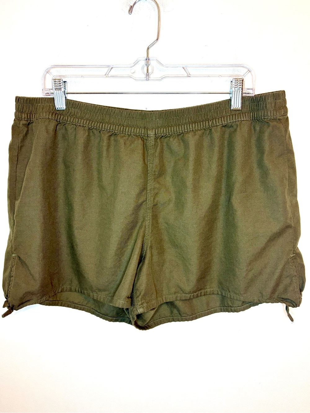 Madewell XL Olive Green Pull-On Side Tie Shorts Cotton Viscose